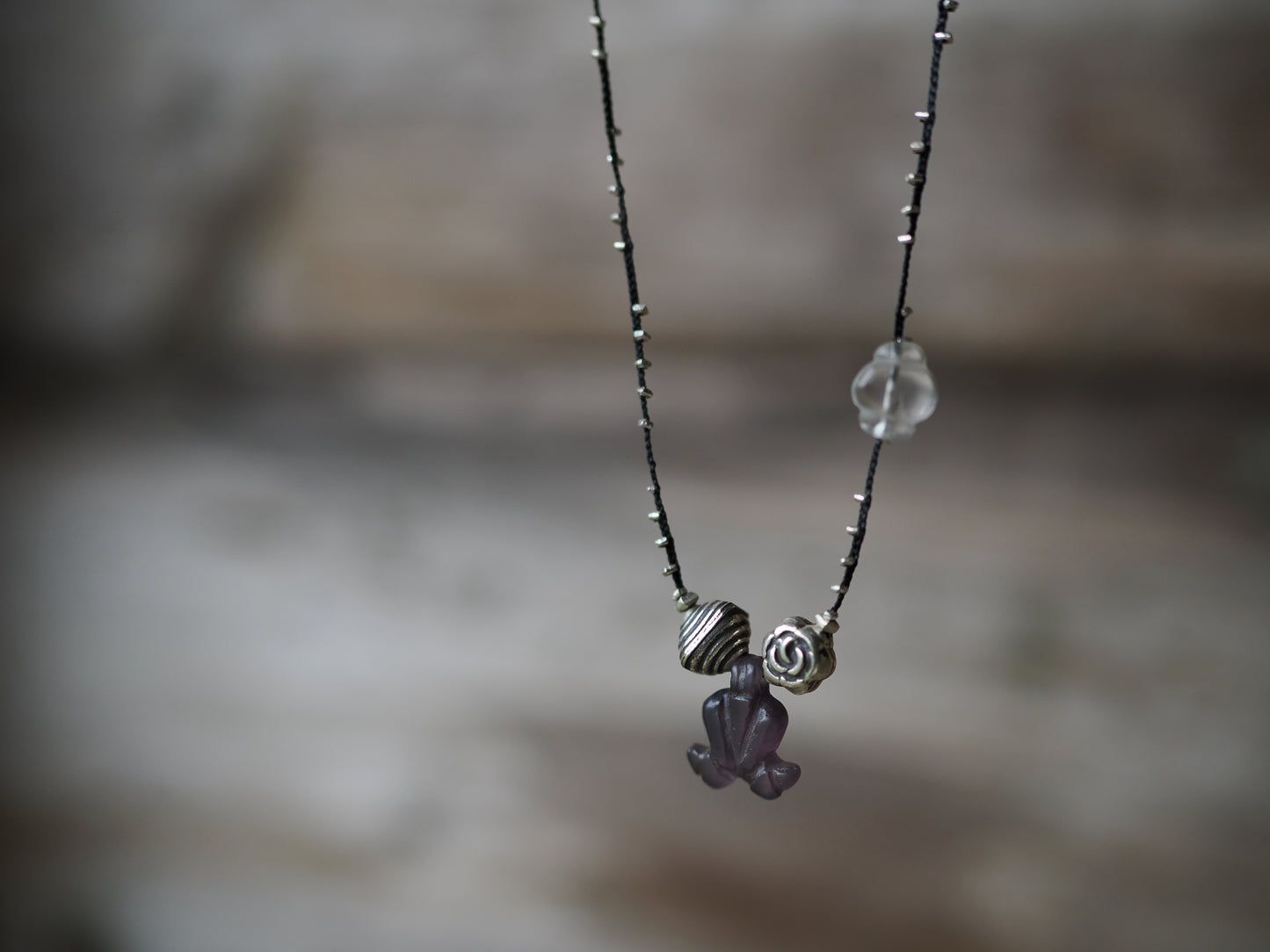 -Garnet・Quartz・Silver- braid pendant