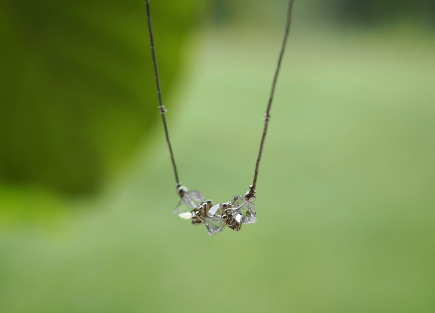 -Herkimer diamond- silver necklace