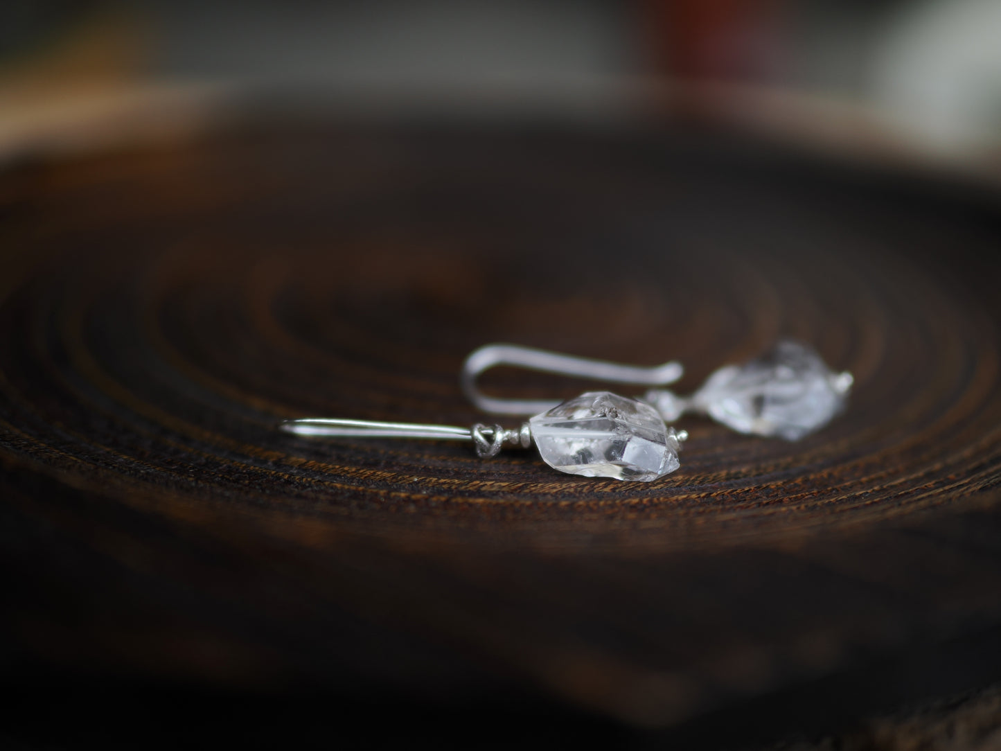 -Herkimer diamond- long fook pierce