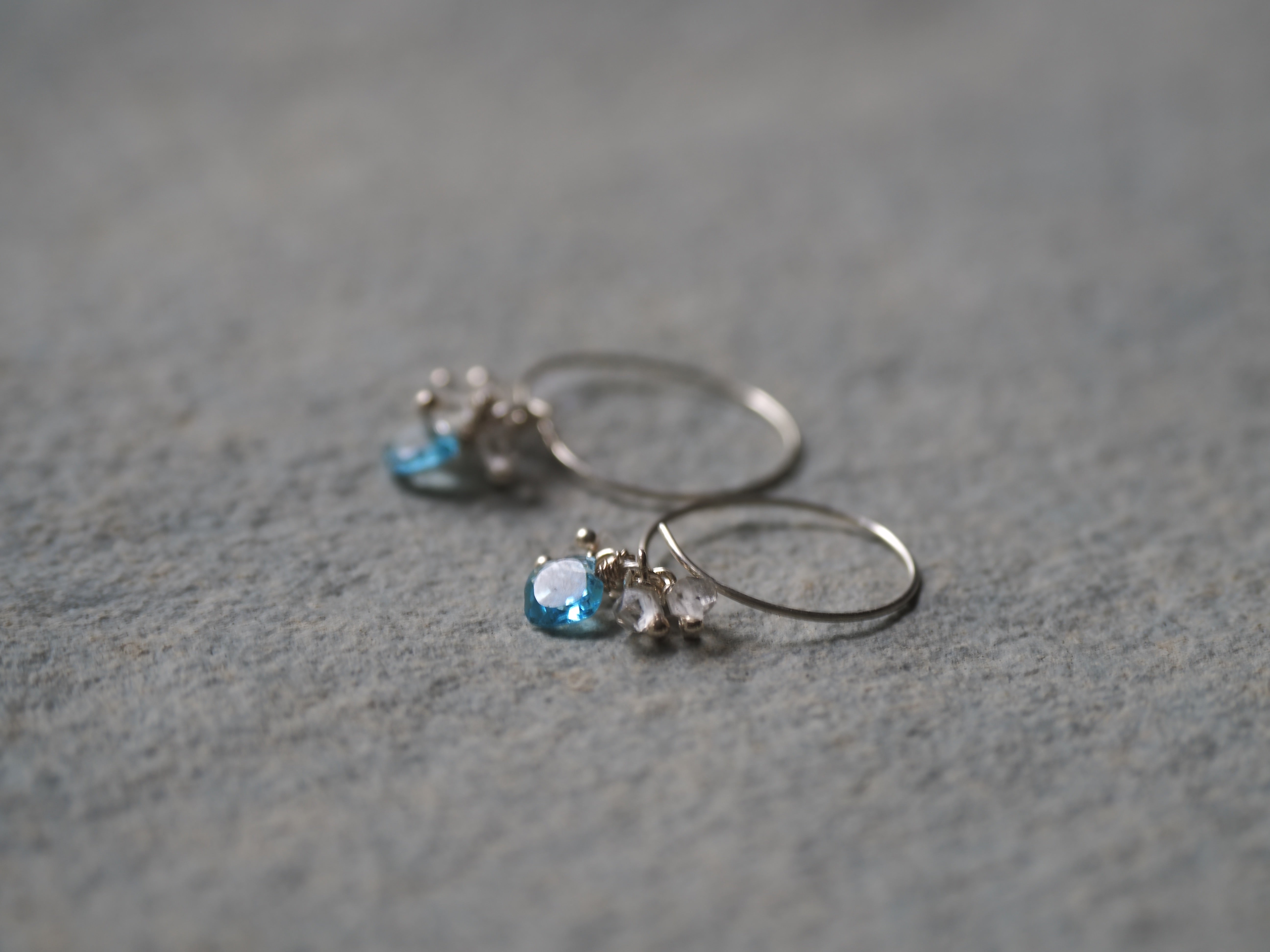 Swissblue topaz・Herkimer diamond- hoops – K A L P A