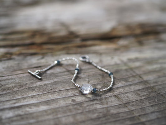 -Herkimer diamond・Kyanite- silver bracelet