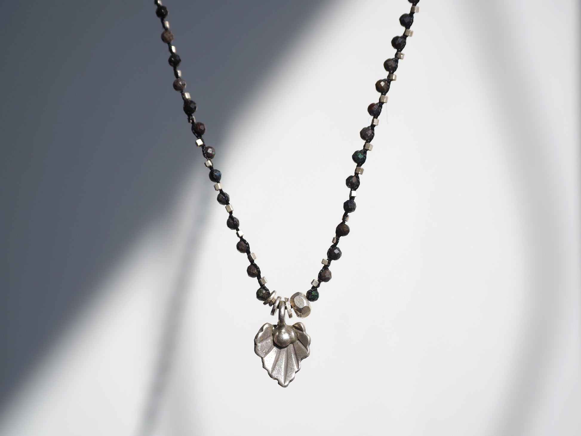 Braid long pendant -Matrix opal-