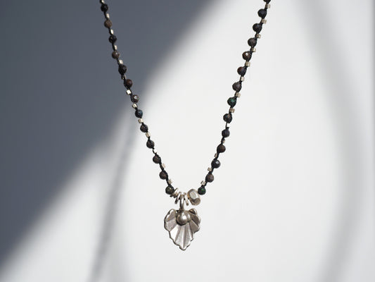 Braid long pendant -Matrix opal-