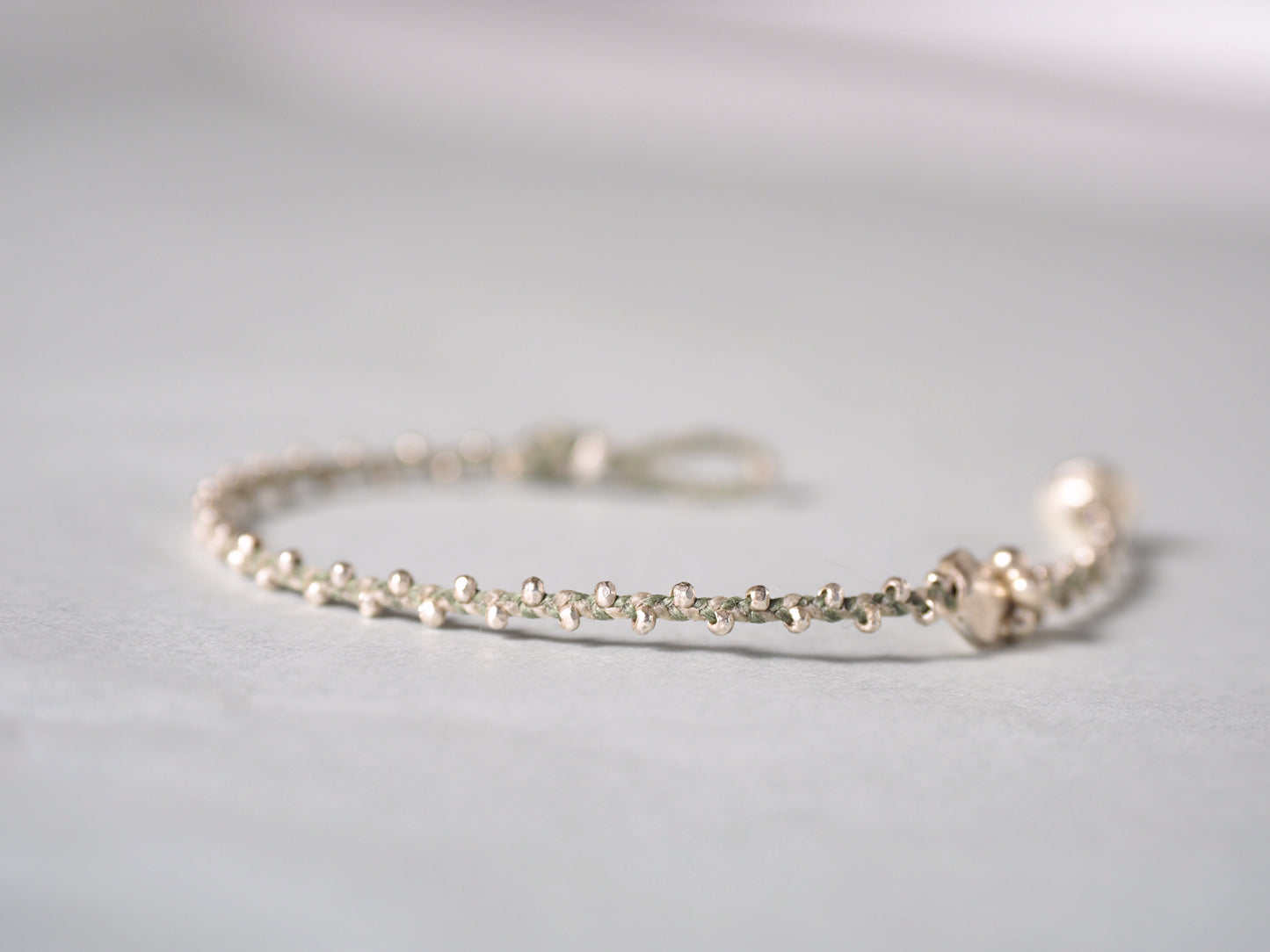 Silver braid bracelet 'Green'