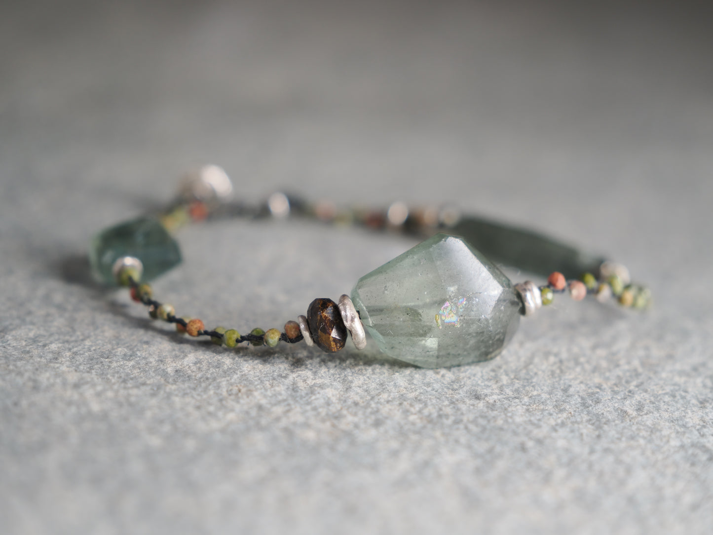-Fluorite- unakite braid
