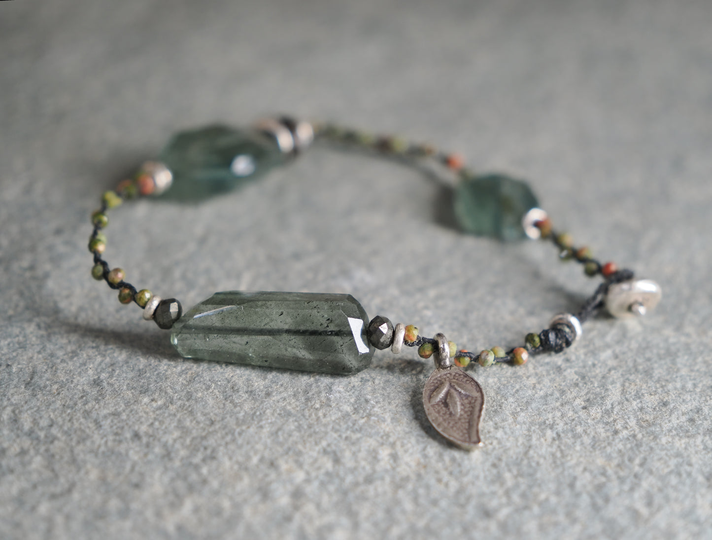 -Fluorite- unakite braid