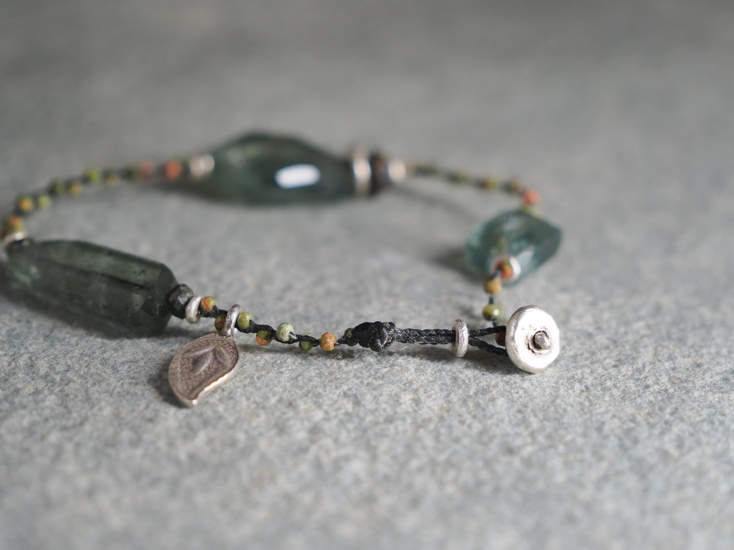 -Fluorite- unakite braid