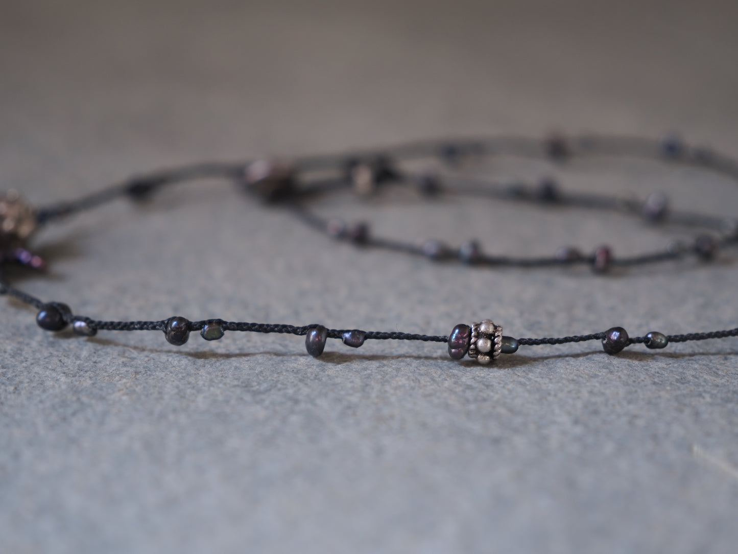 -India silver・Black pearl- braid