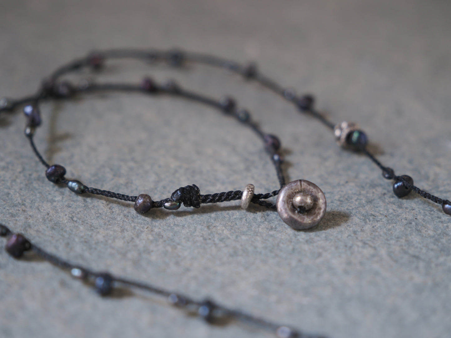 -India silver・Black pearl- braid