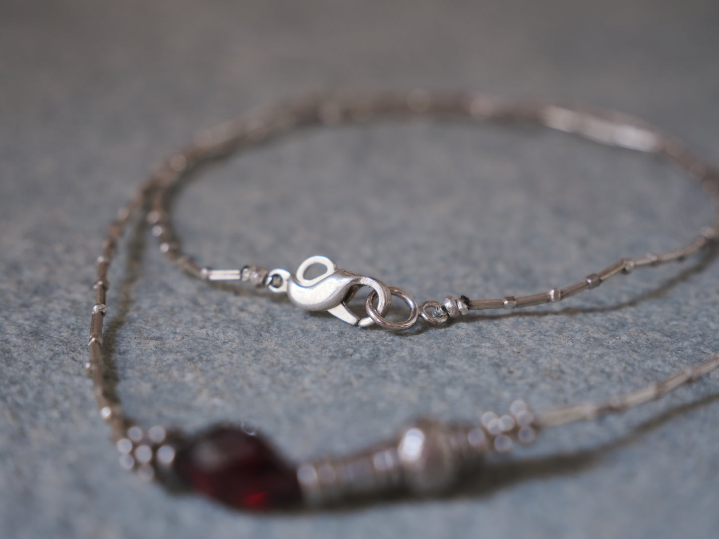 -Garnet・India silver- silver choker