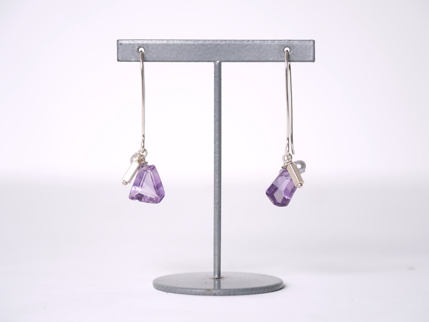 -Amethyst・silver pearl- long hooks