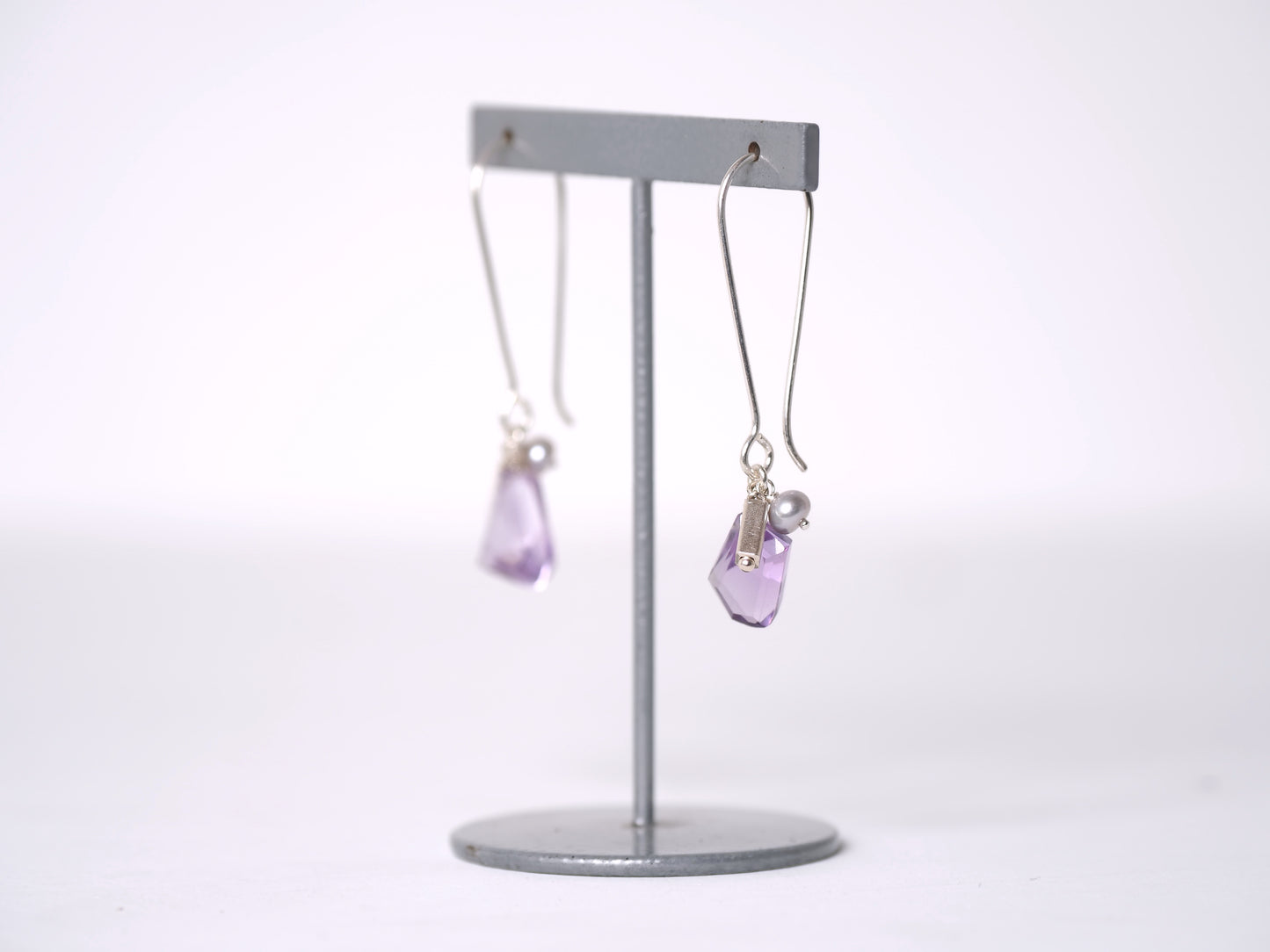 -Amethyst・silver pearl- long hooks