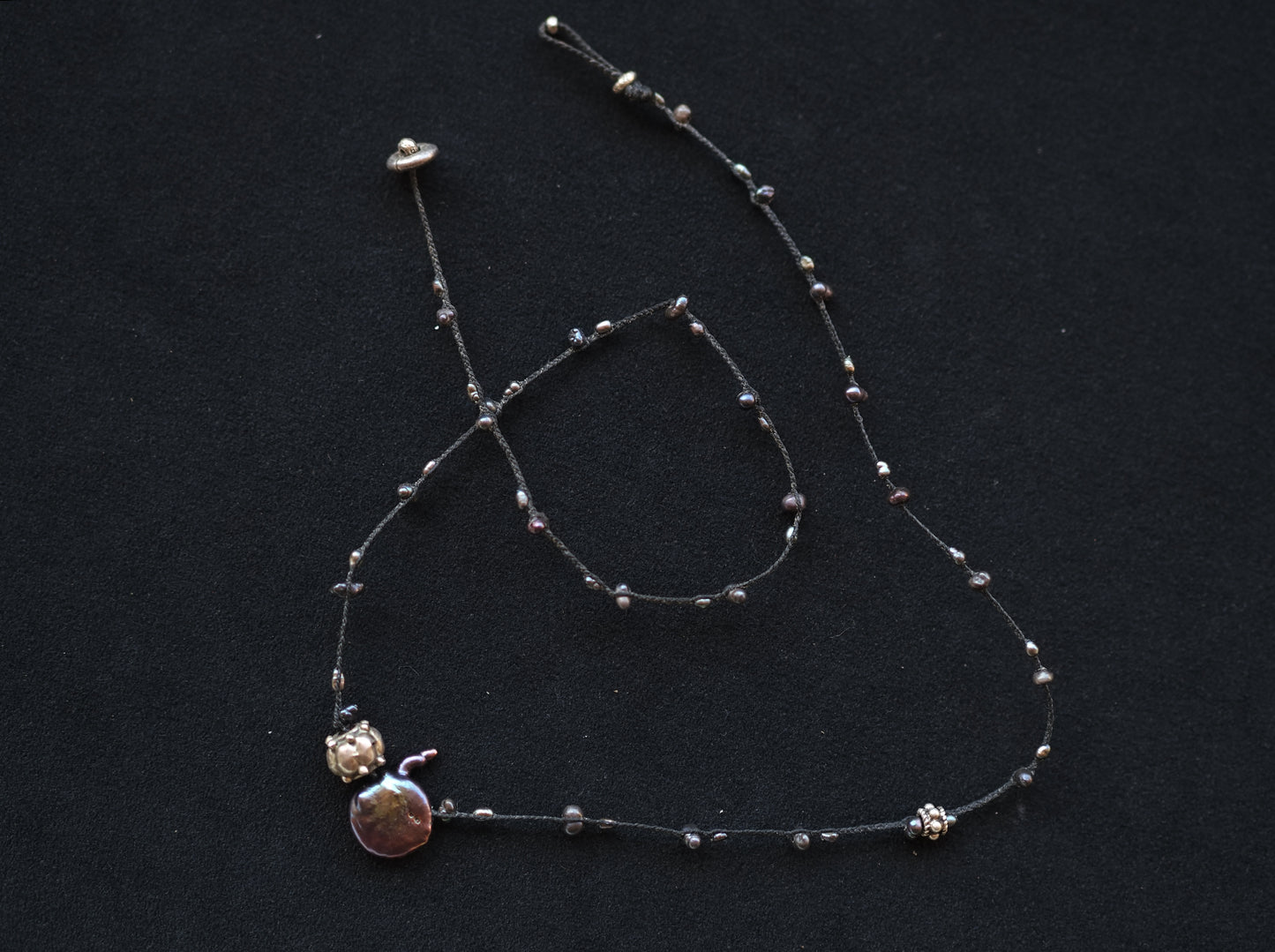 -India silver・Black pearl- braid