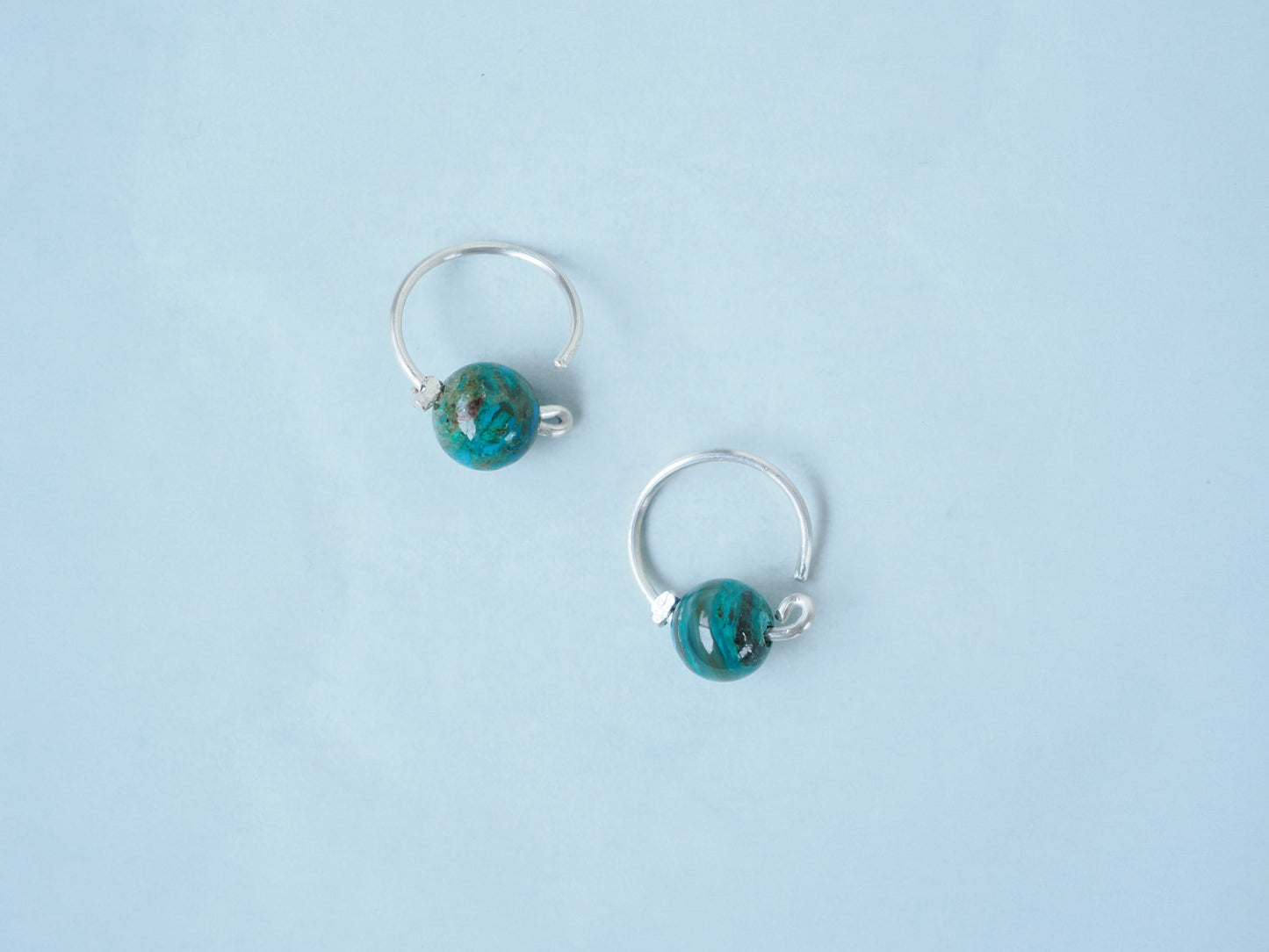 -Blue opal- circle pierce