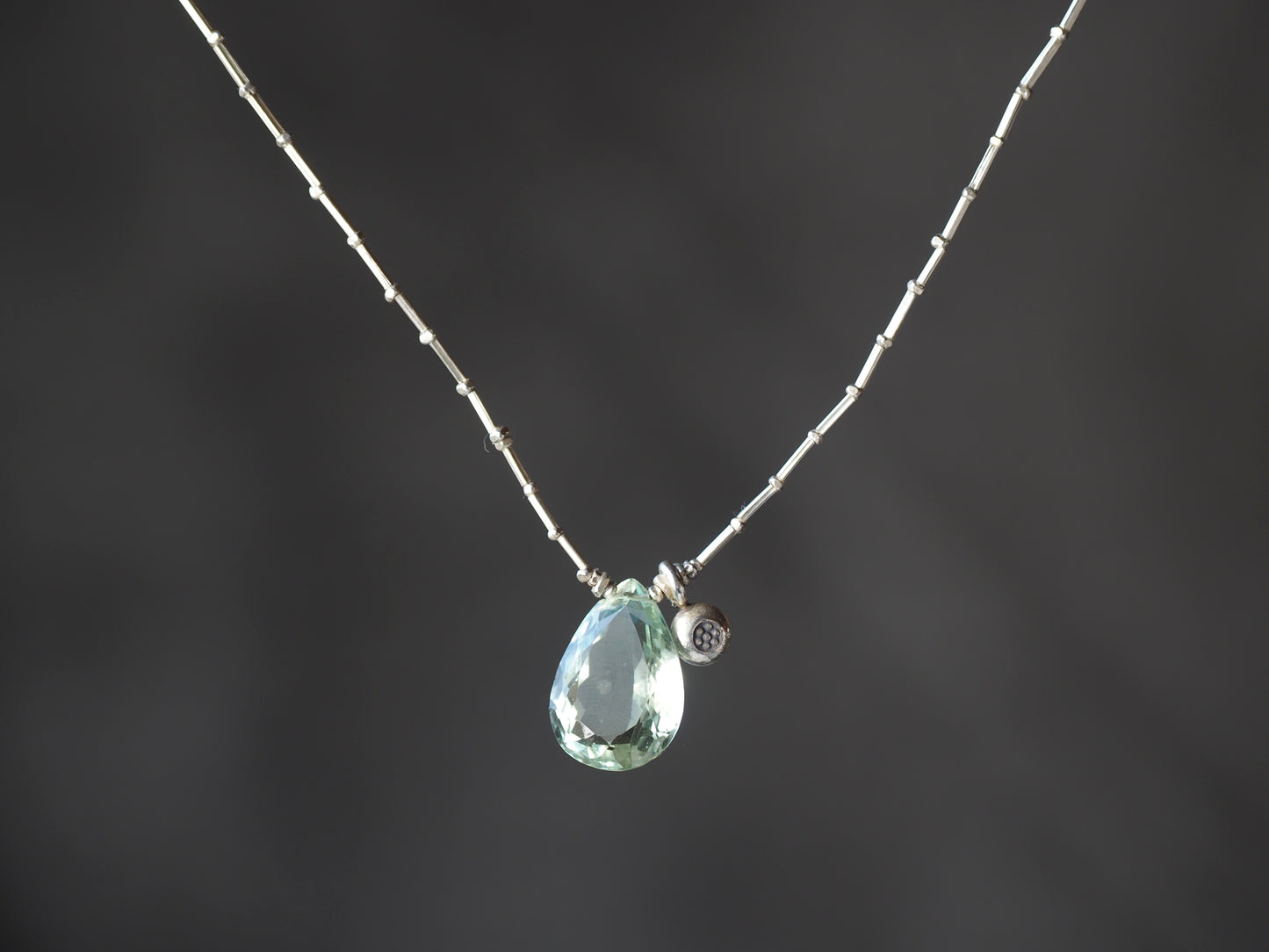 -Green amethyst- silver pendant