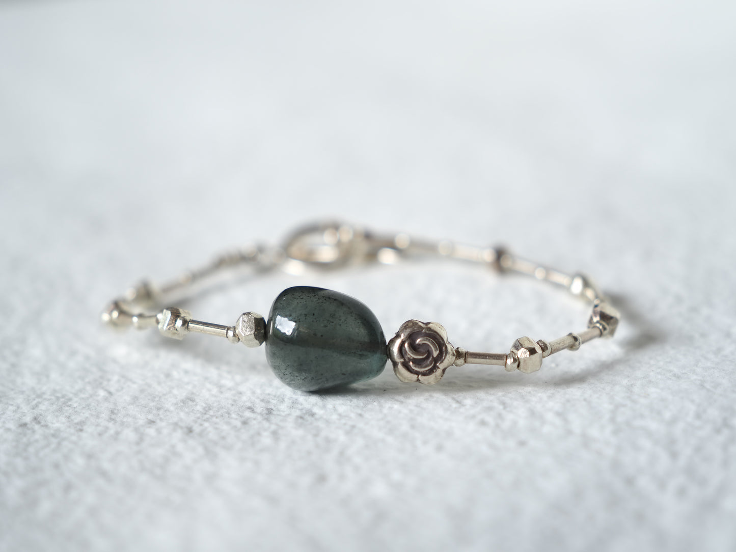 -Moss aquamarine- silver