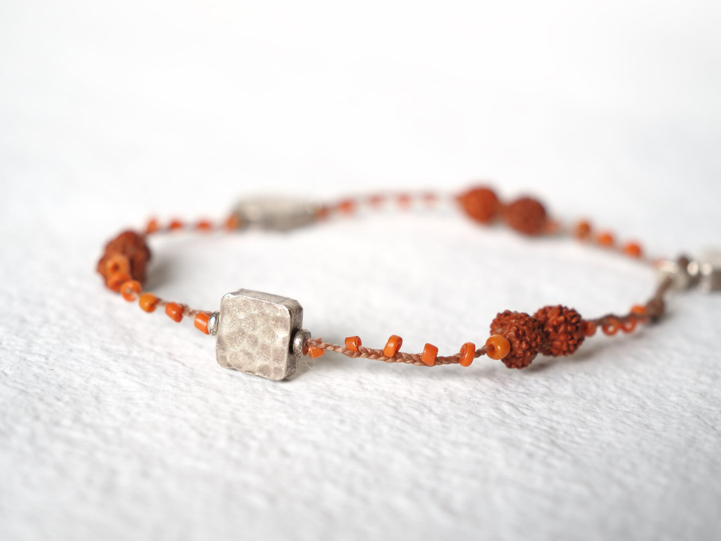 -Rudraksha・Karensilver- 'bonda beads' braid anklet