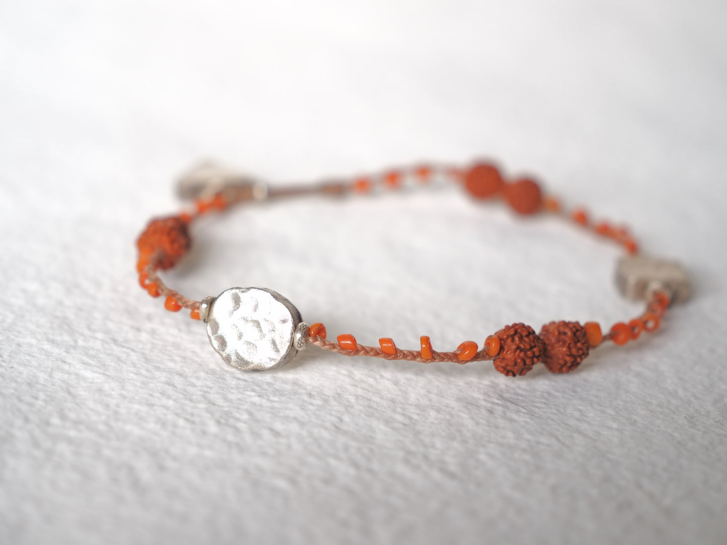 -Rudraksha・Karensilver- 'bonda beads' braid anklet