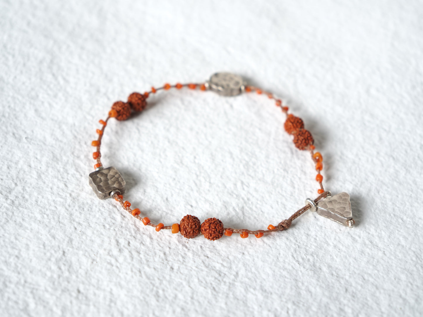 -Rudraksha・Karensilver- 'bonda beads' braid anklet