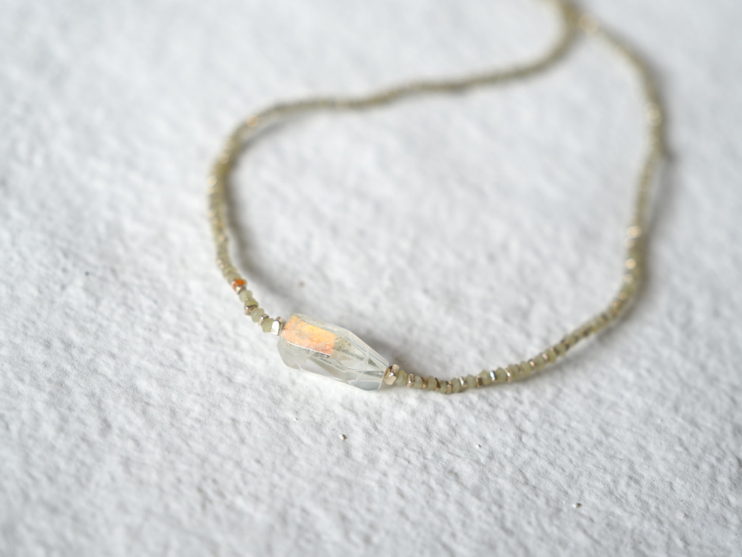 -Andesine labradorite- 'jade・silver' choker