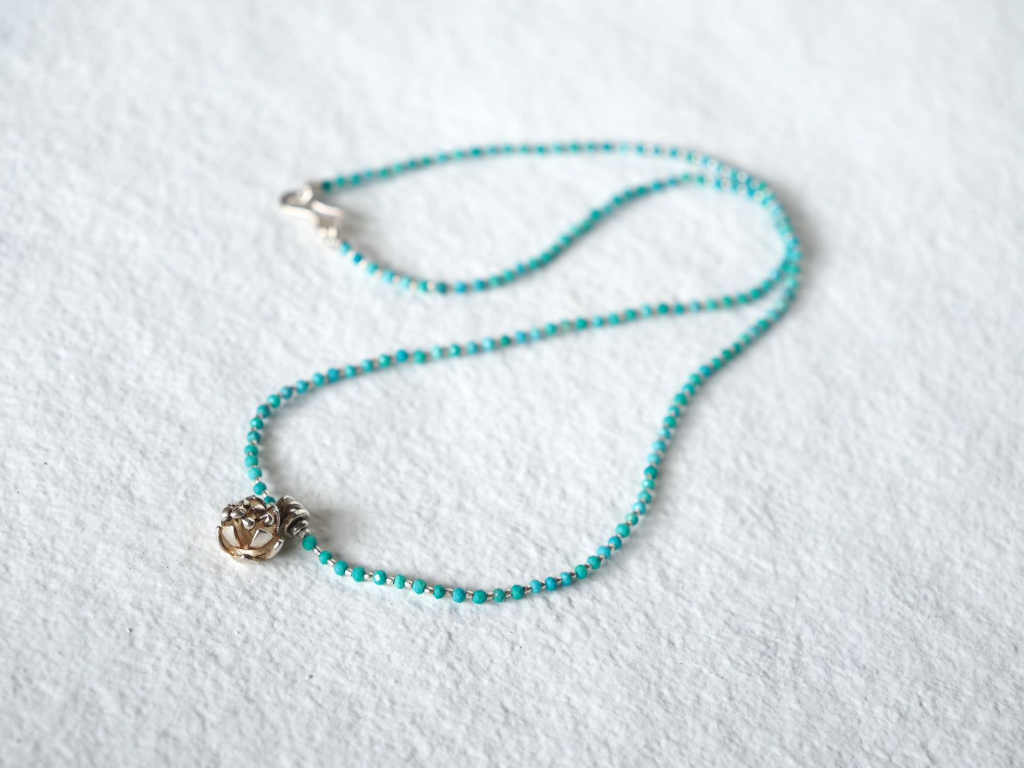 -Flower charm- 'turquoise・silver' pendant
