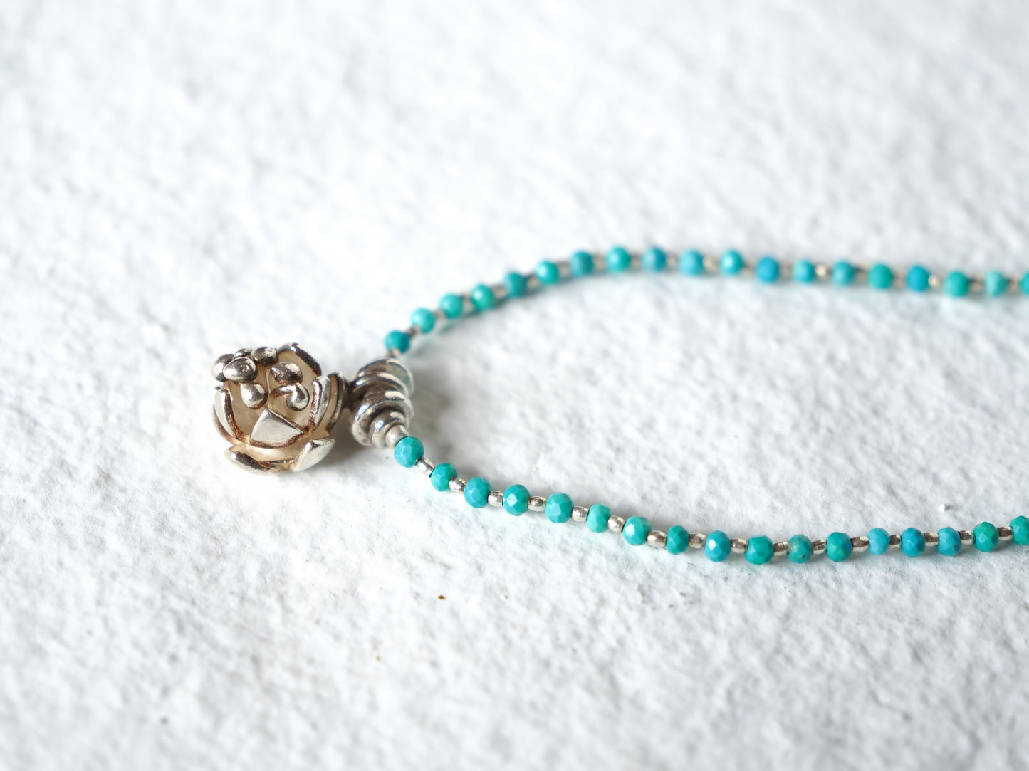 -Flower charm- 'turquoise・silver' pendant