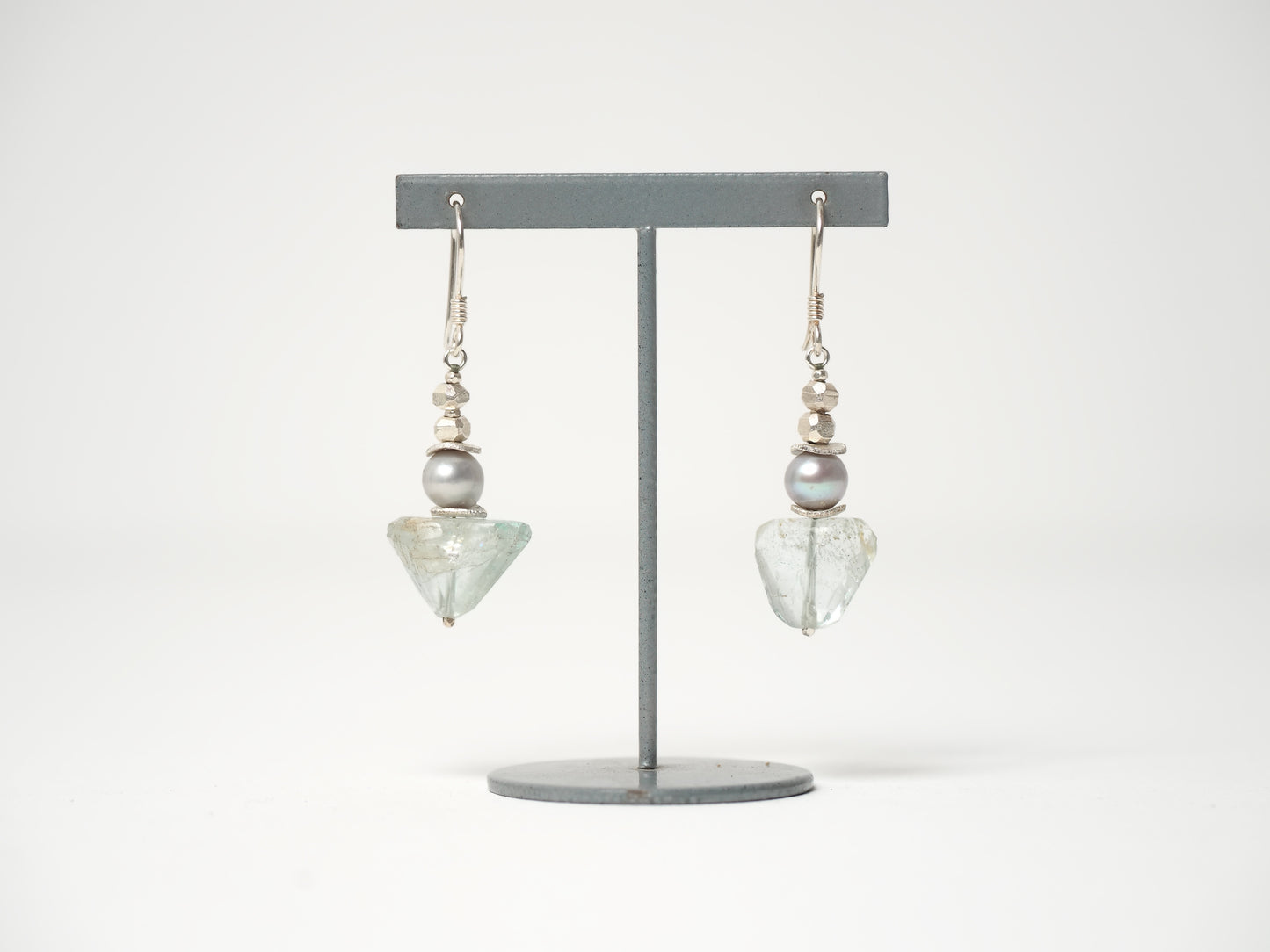 -Aquamarine・Pearl・Silver- hooks