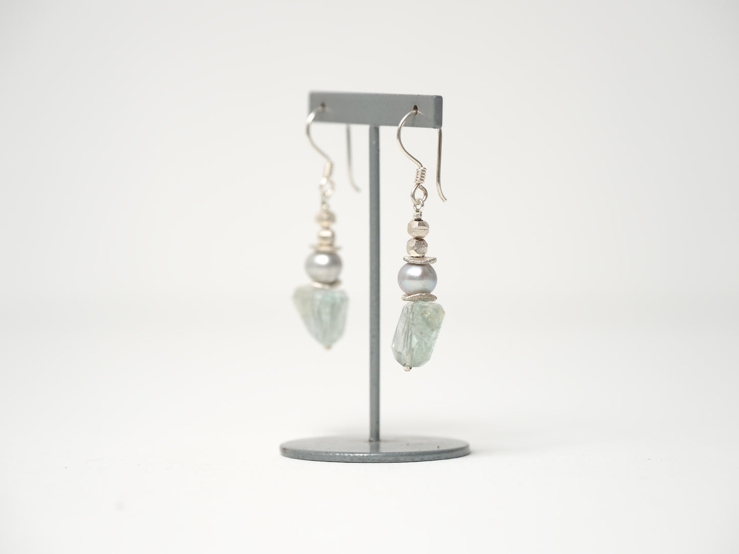-Aquamarine・Pearl・Silver- hooks