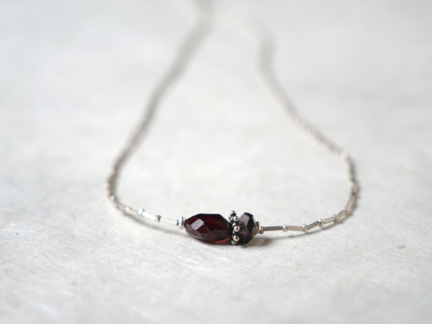 -Garnet・Smoky quartz- silver