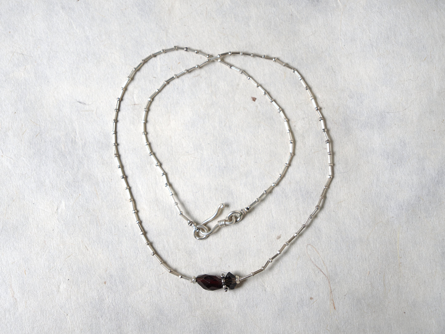 -Garnet・Smoky quartz- silver