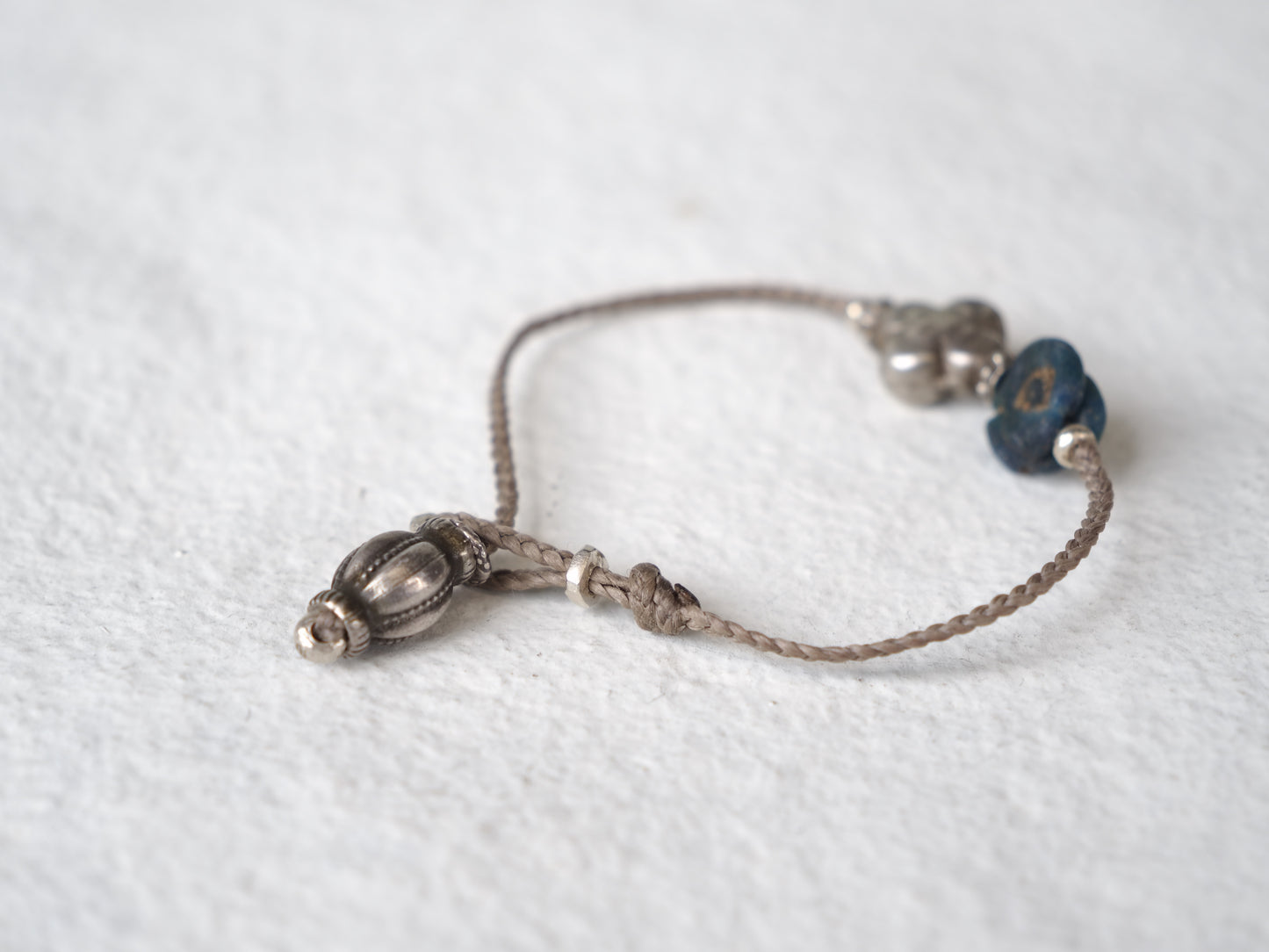 -Roman eye beads・old Afgan silver- code bracelet