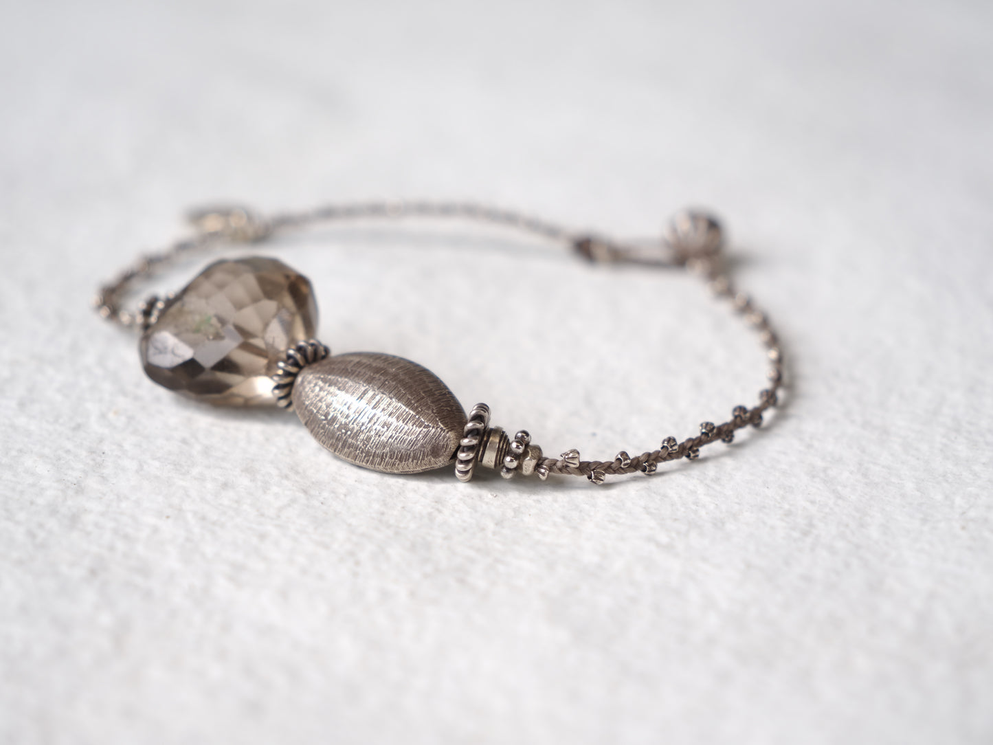 -Quartz・Karensilver- braid anklet