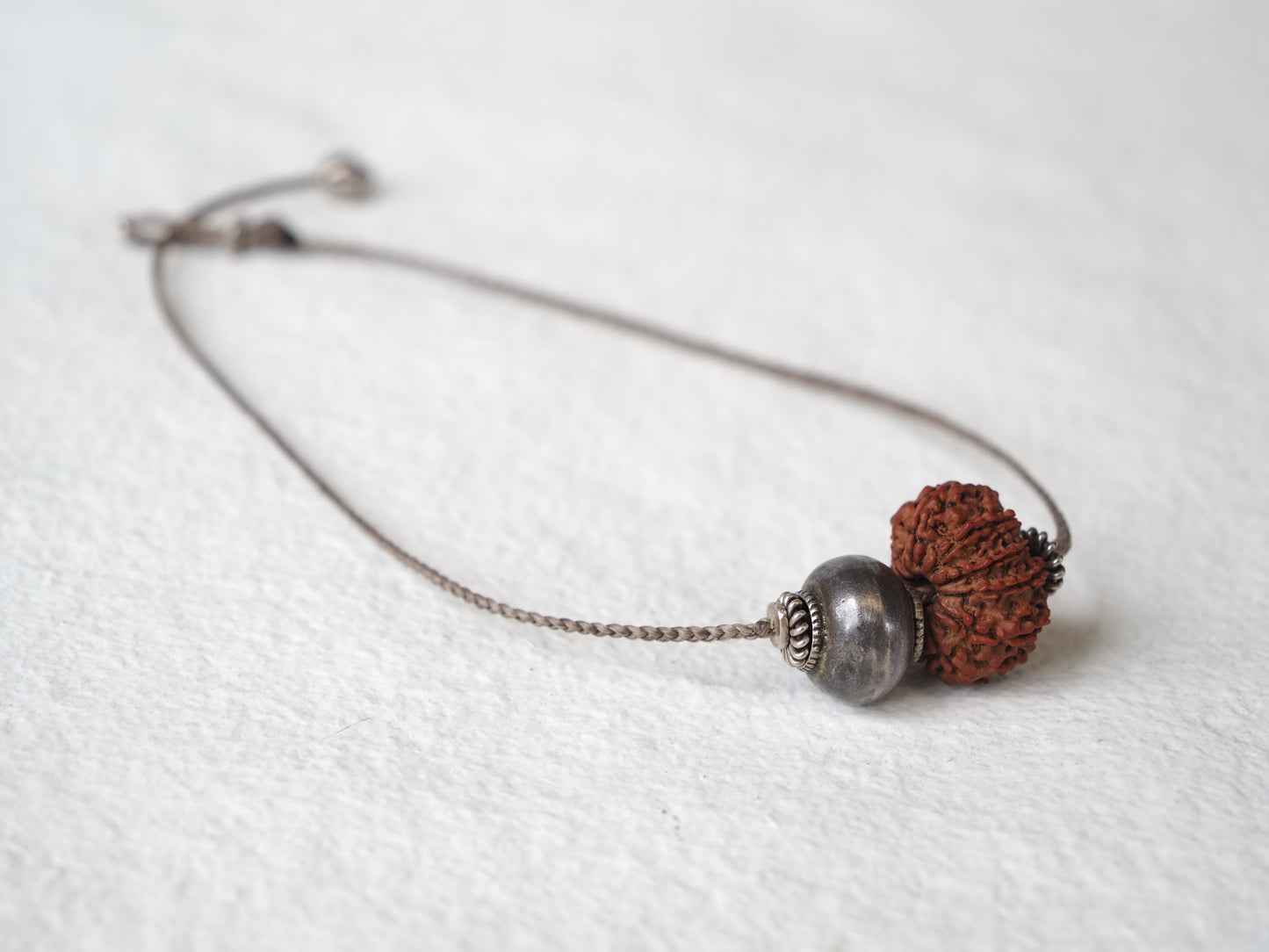 -"11_faces"Rudraksha・India old silver- code necklace