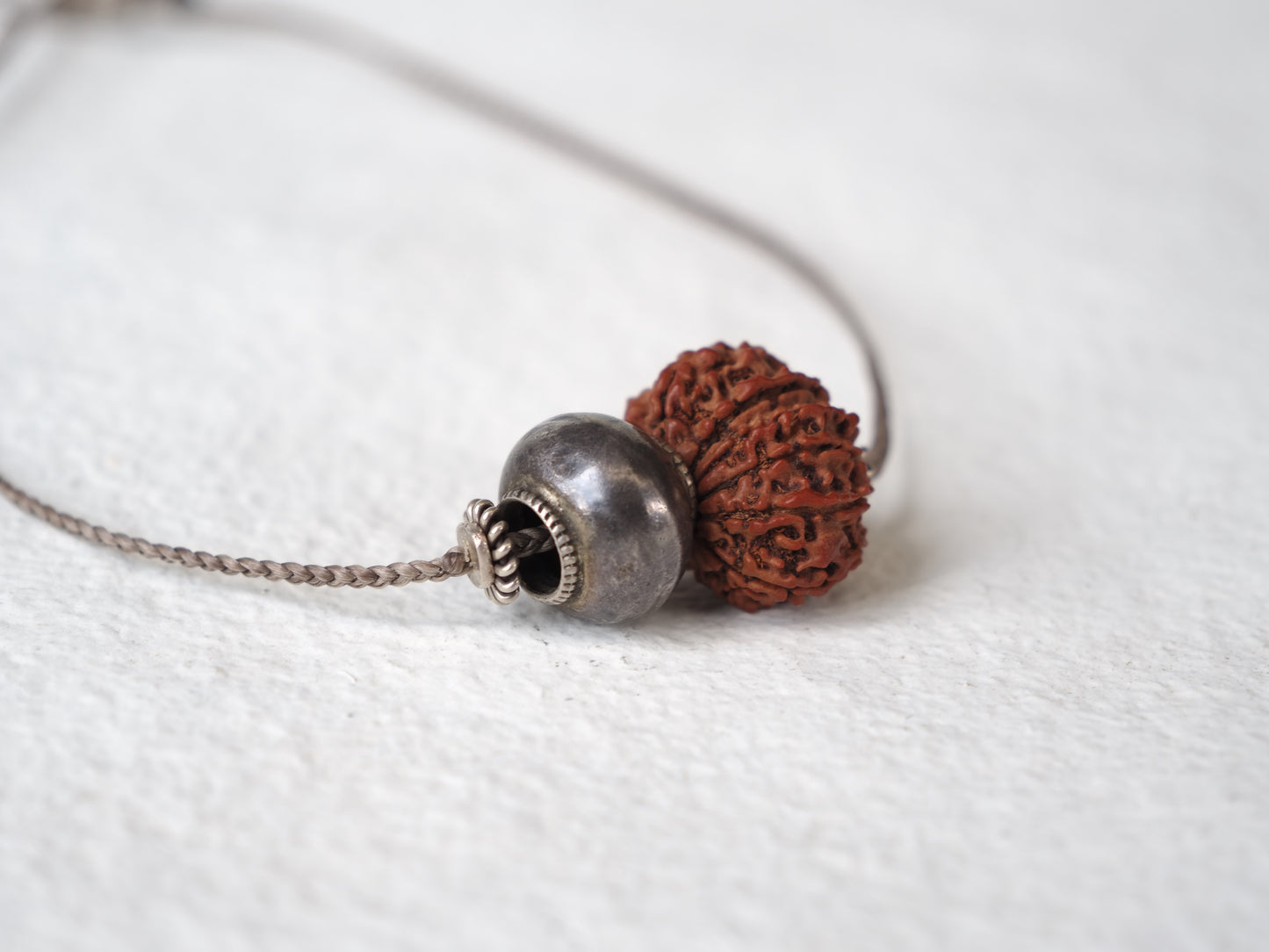 -"11_faces"Rudraksha・India old silver- code necklace