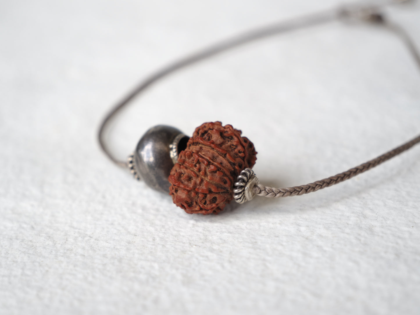 -"11_faces"Rudraksha・India old silver- code necklace