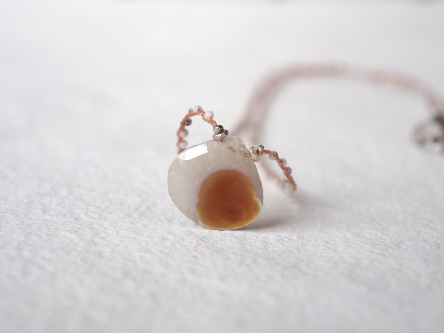 -Solar quartz- braid long pendant