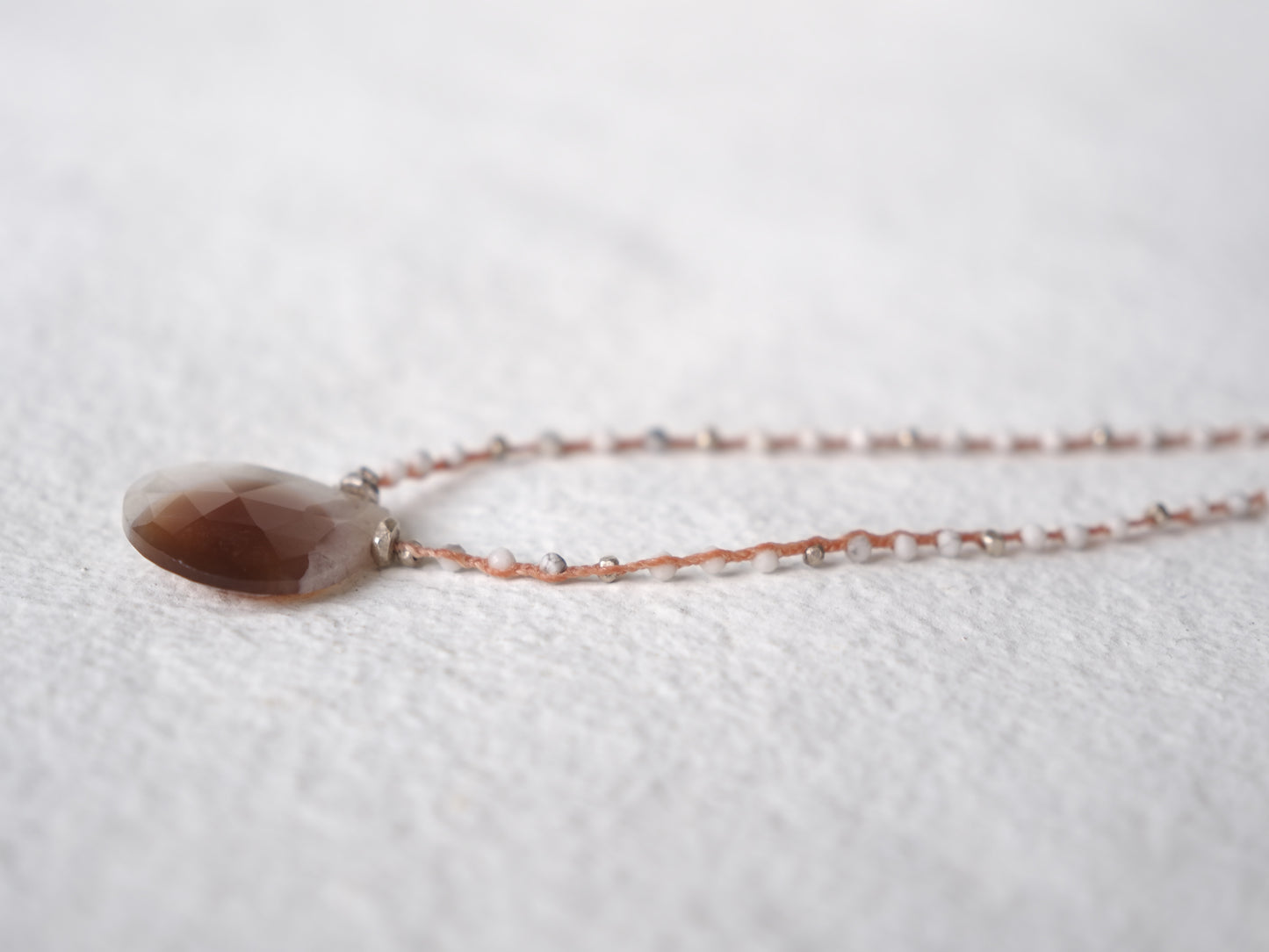 -Solar quartz- braid long pendant