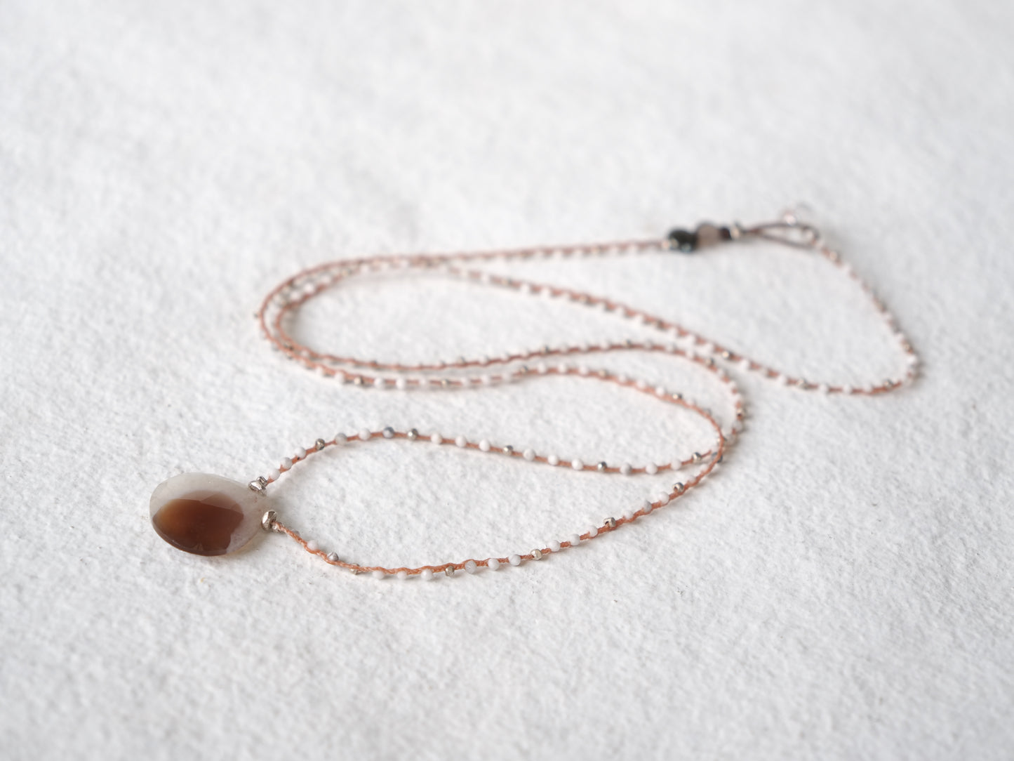 -Solar quartz- braid long pendant