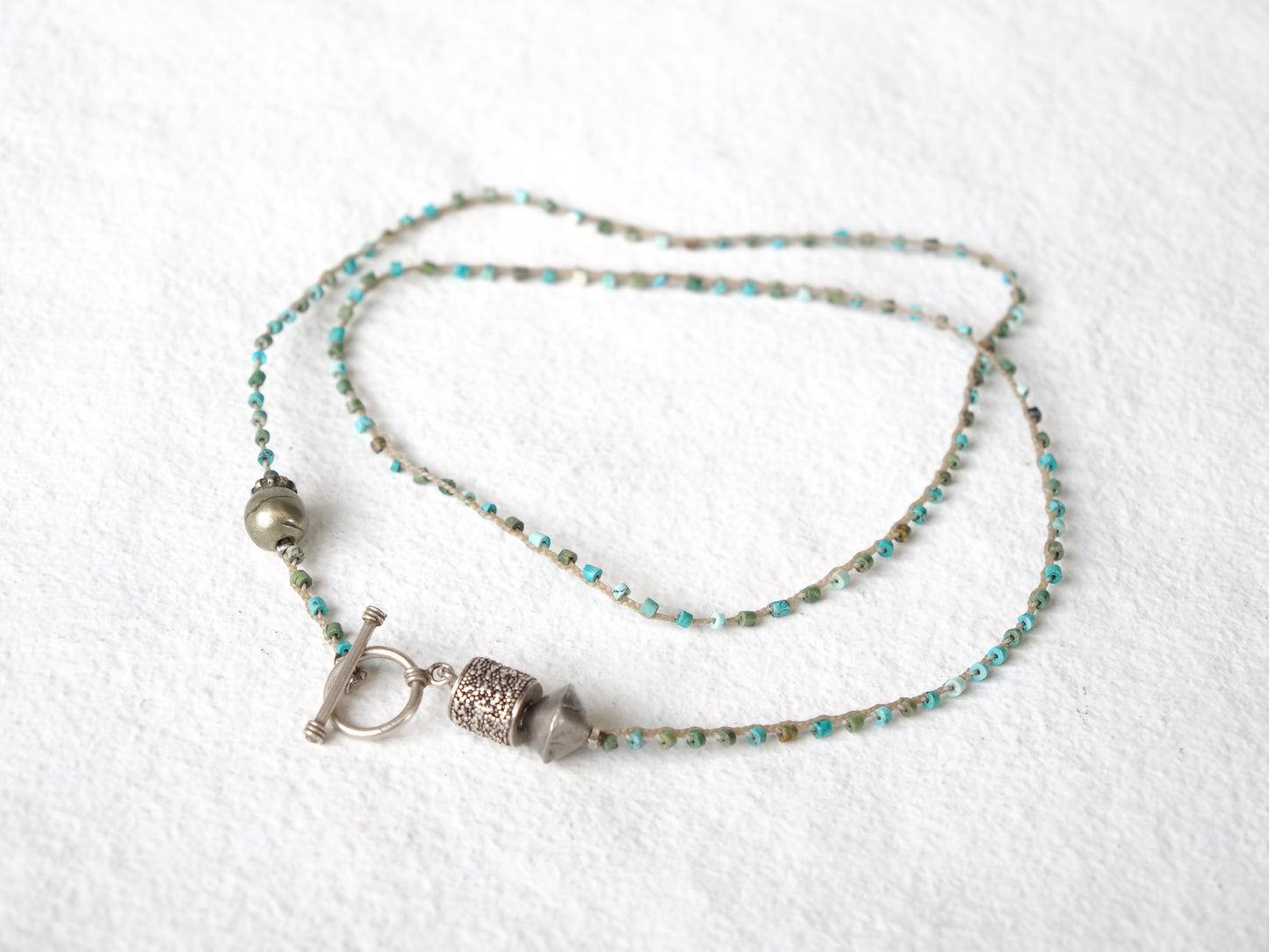 -Turquoise・Afgan old silver- braid mantel necklace