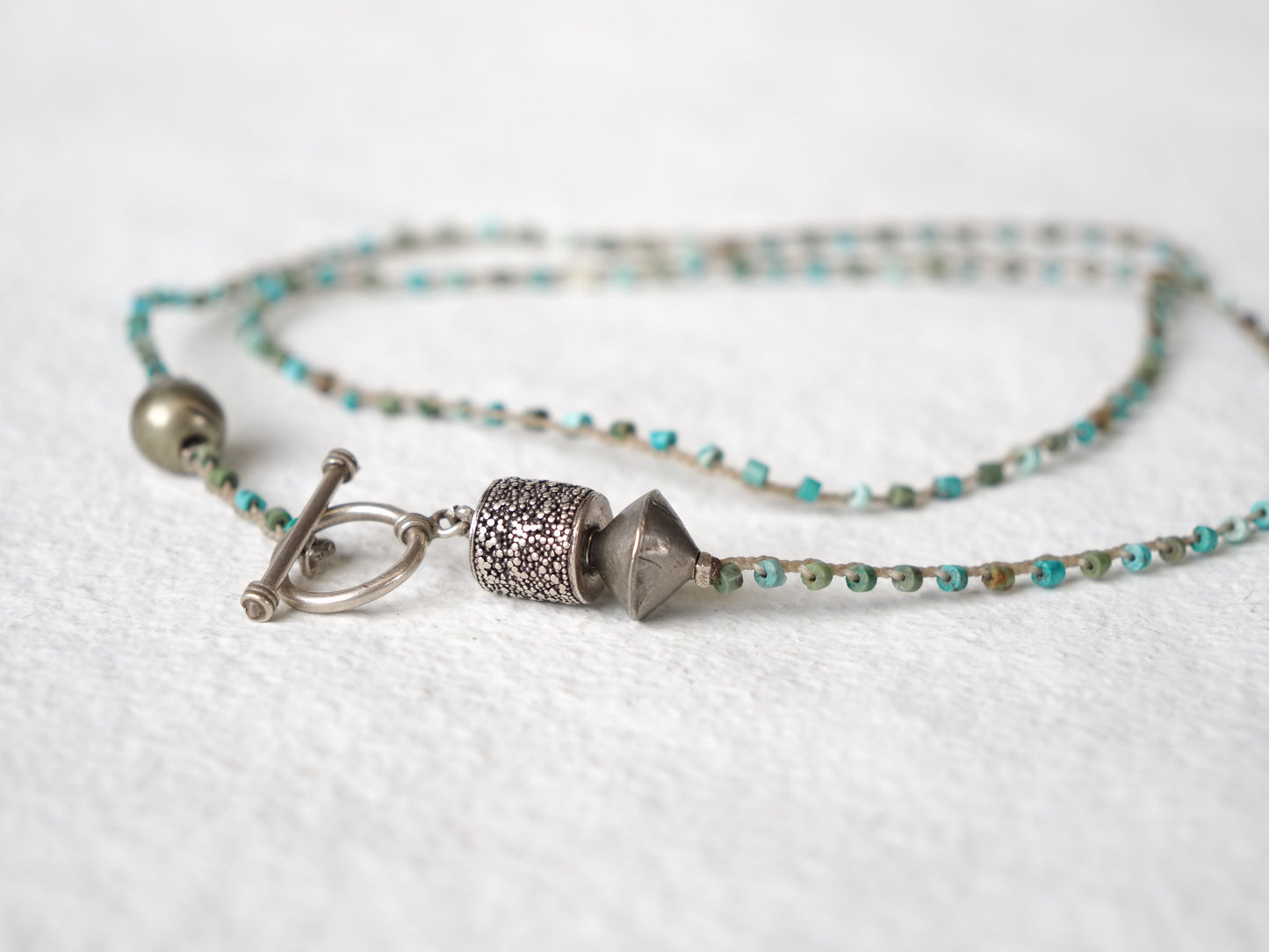 -Turquoise・Afgan old silver- braid mantel necklace