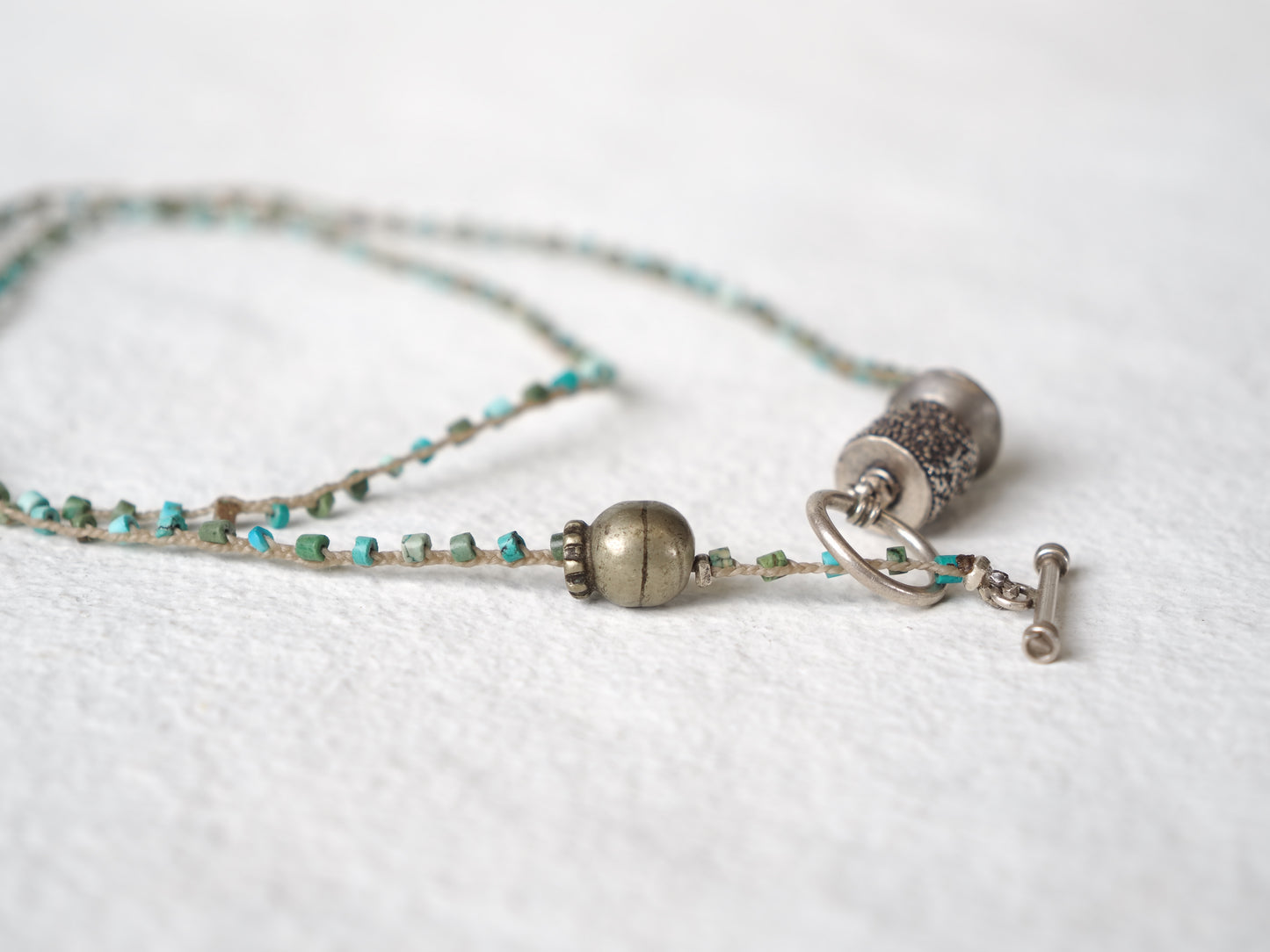 -Turquoise・Afgan old silver- braid mantel necklace