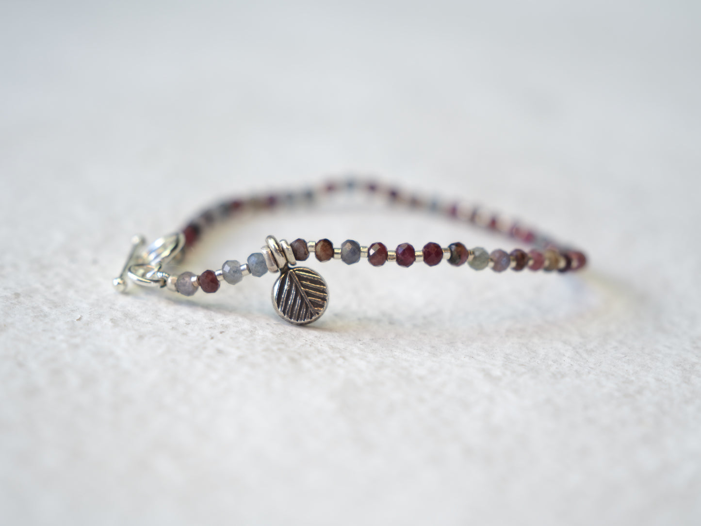 -Ruby & Sapphire- 'beads line' bracelet