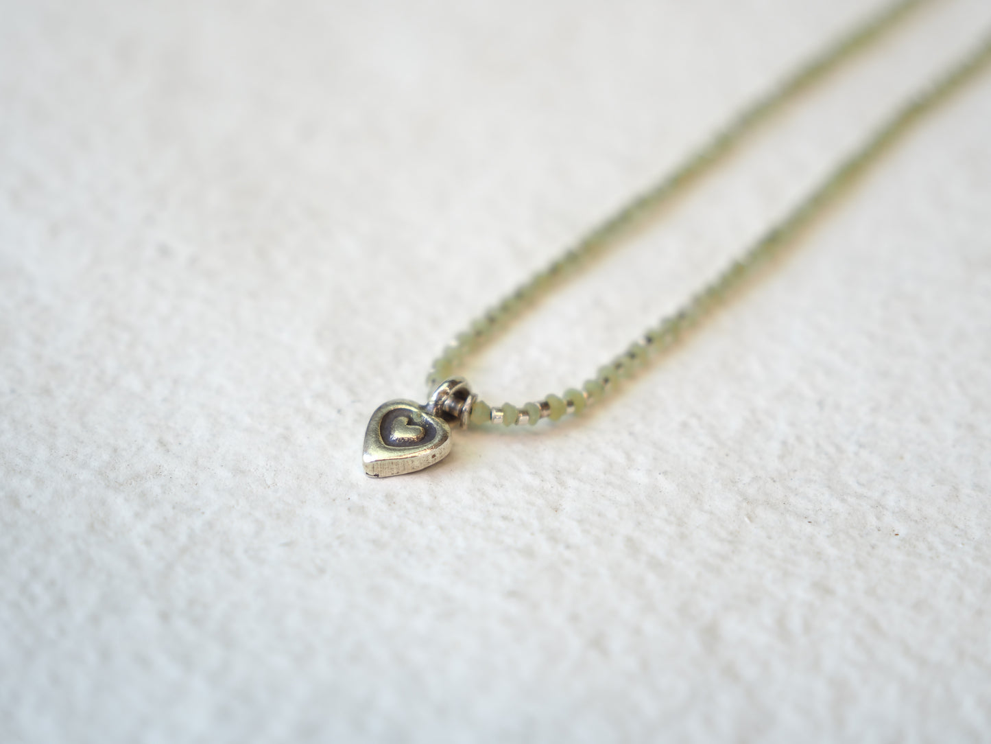-Heart charm- 'beads line' pendant