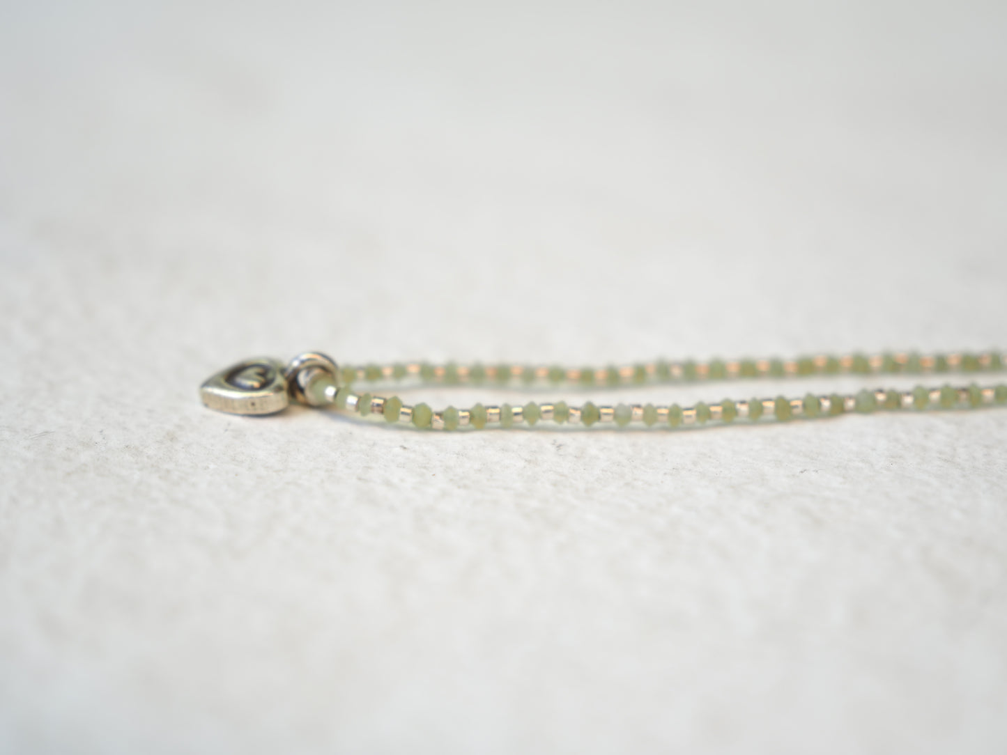 -Heart charm- 'beads line' pendant