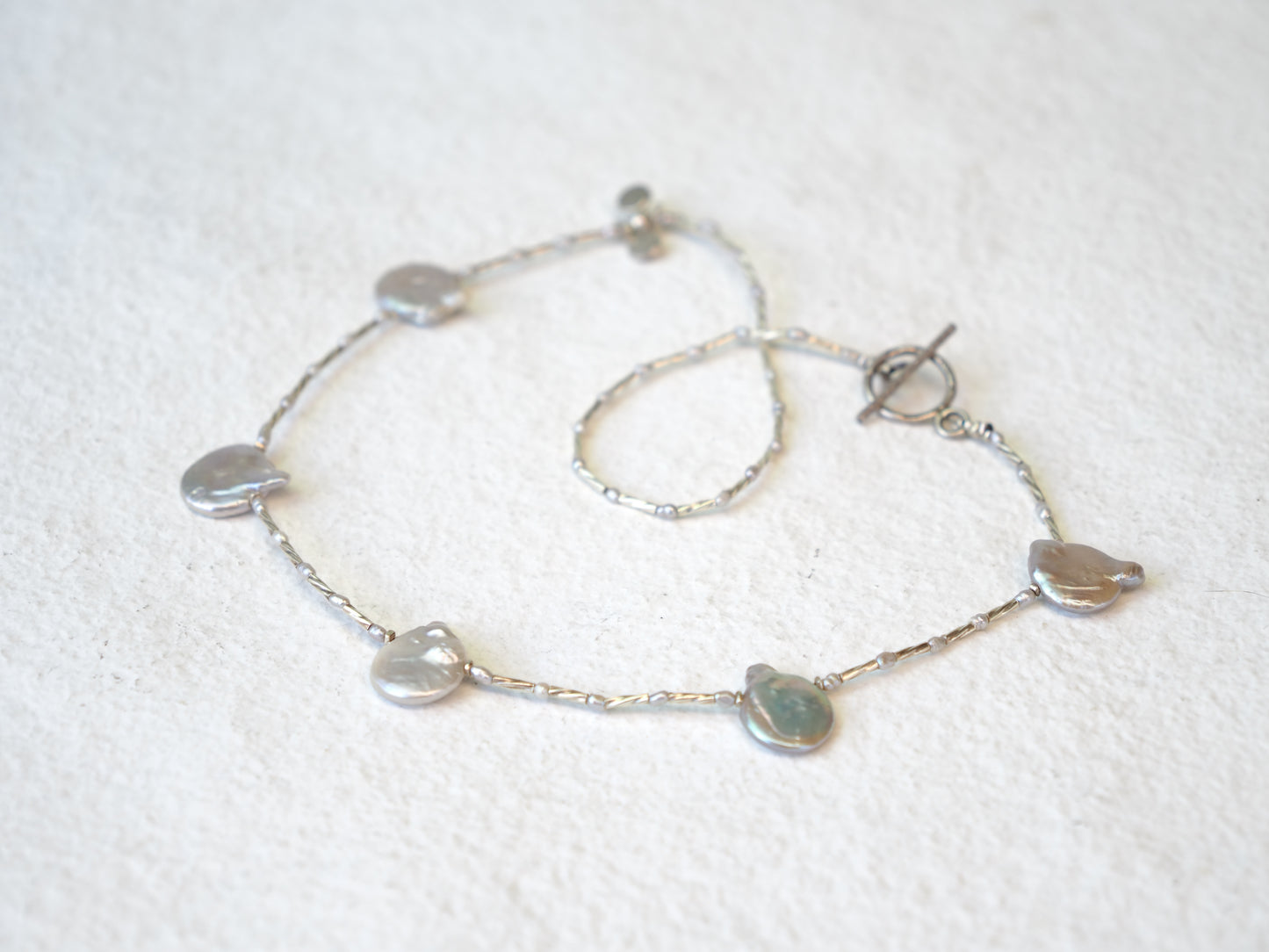-Silver pearl- silver choker