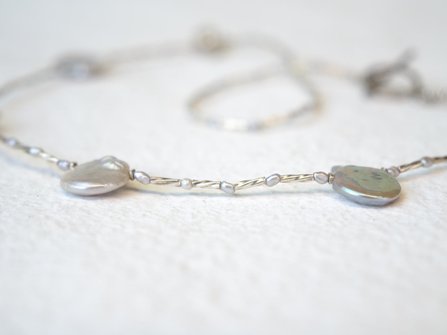 -Silver pearl- silver choker