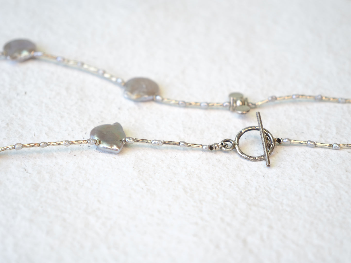 -Silver pearl- silver choker