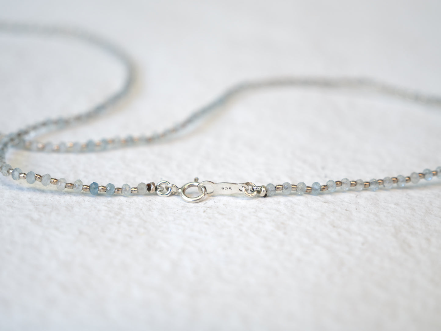-Aquamarine- 'beads line' necklace