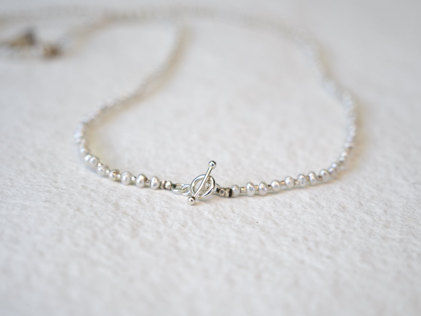 -Flower charm- pearl 'beads line' pendant