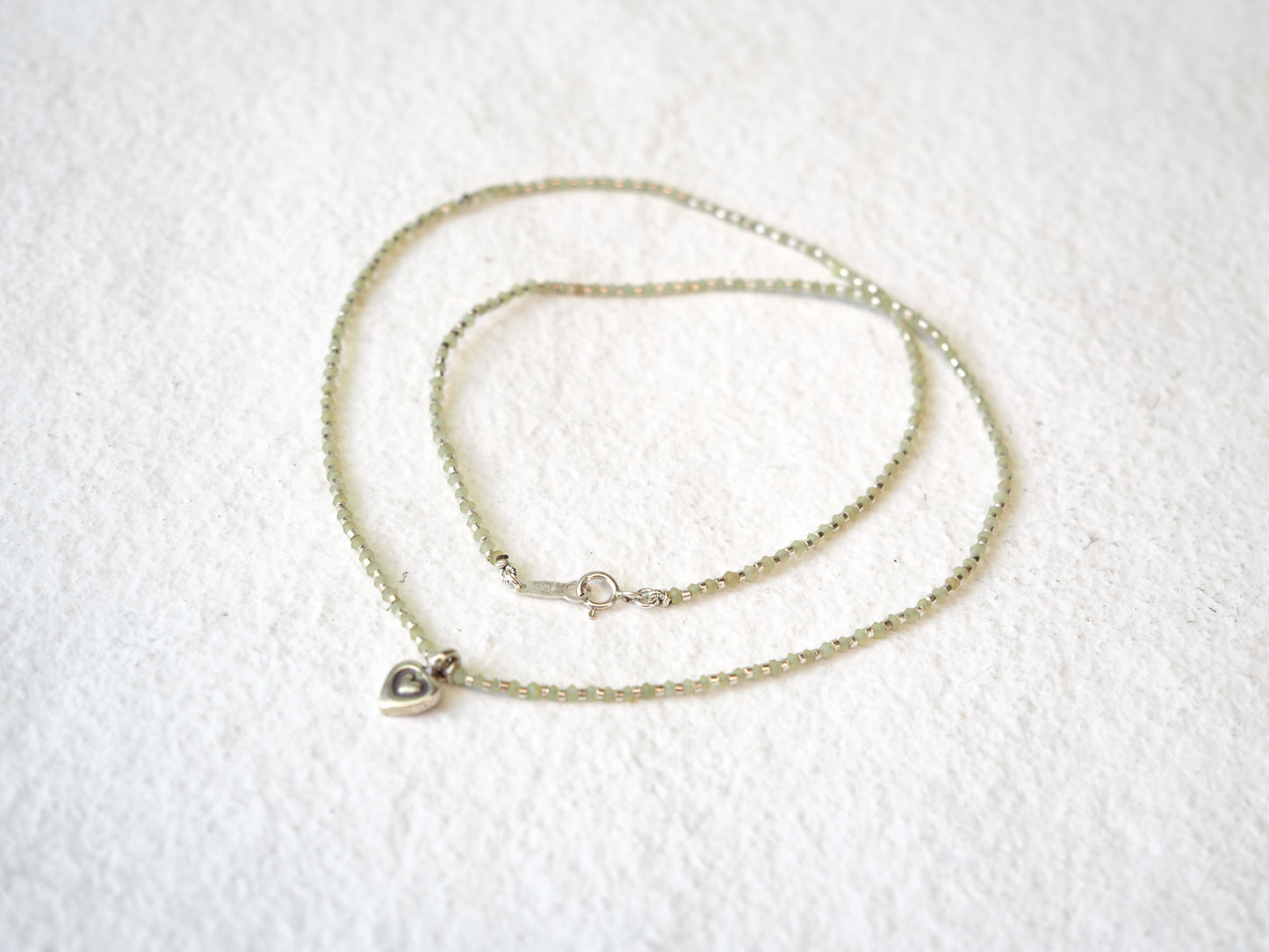 -Heart charm- 'beads line' pendant